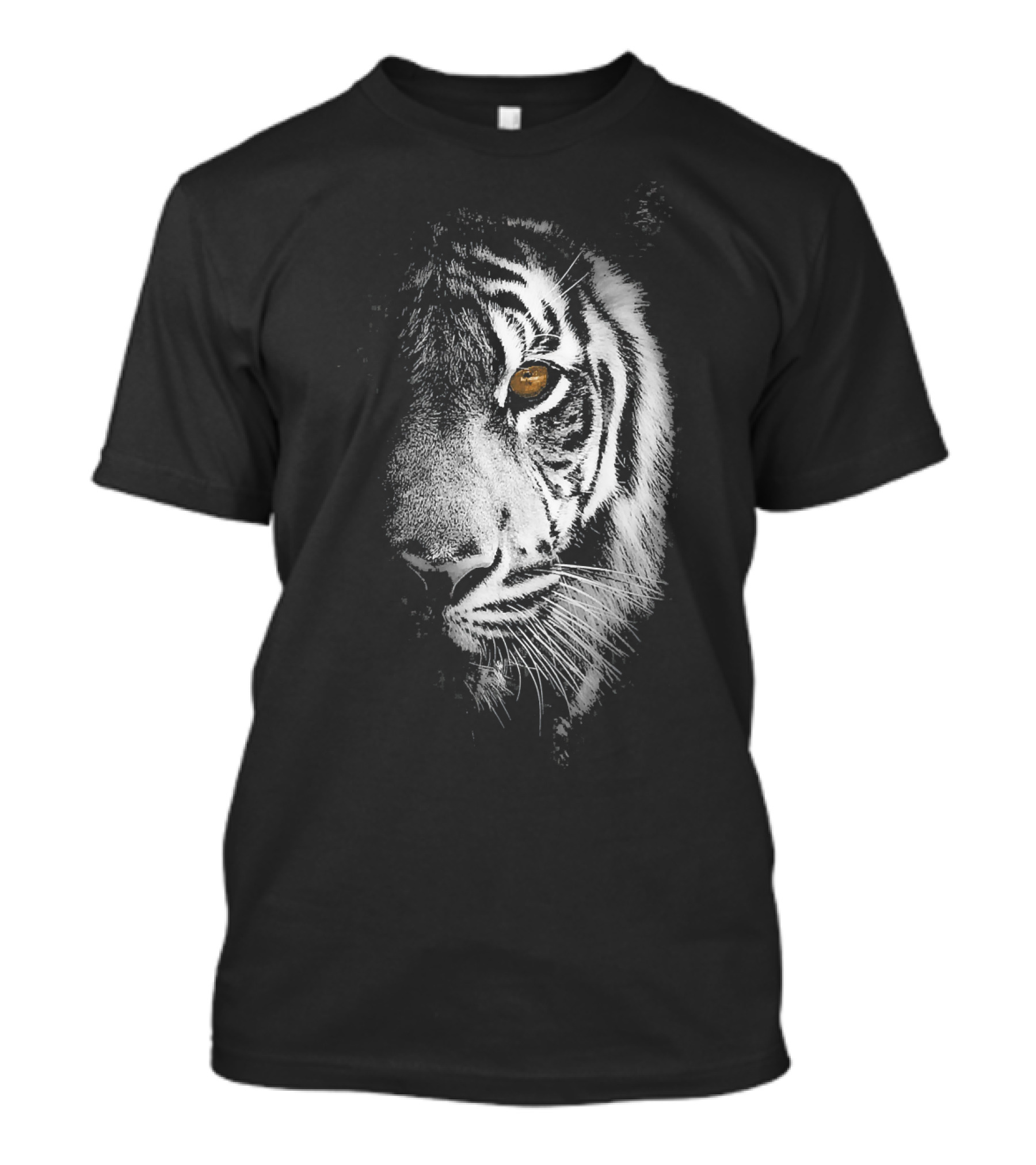 Tiger Face Half Dark Pendant Eye T-Shirt