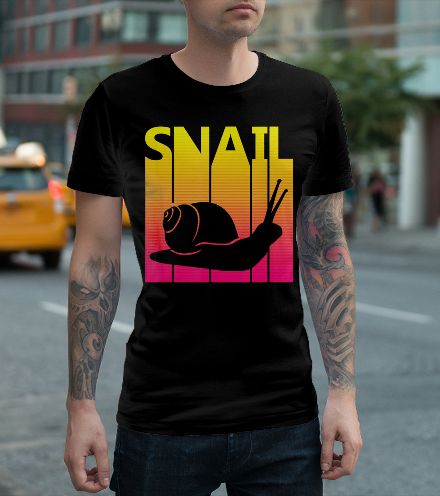 Snail Retro Gradient Stripes Retro Snail T-Shirt