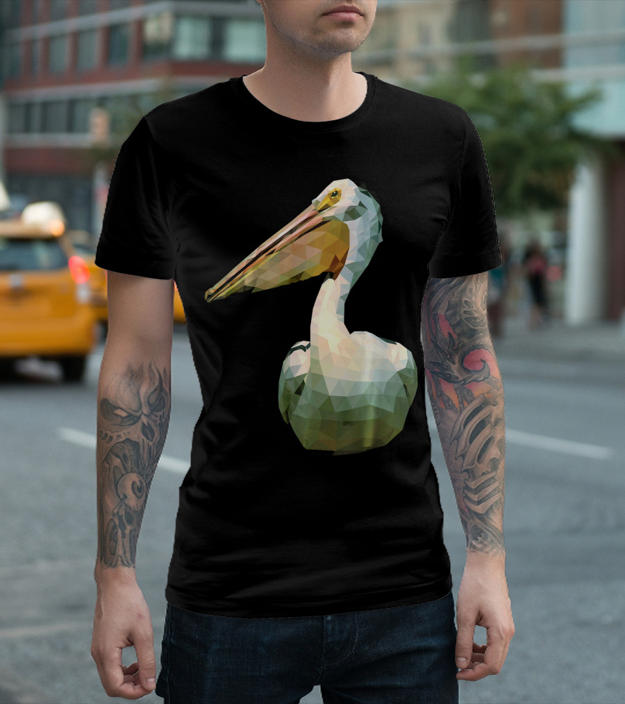 Pelican Polygonal Bird White Pe T-Shirt
