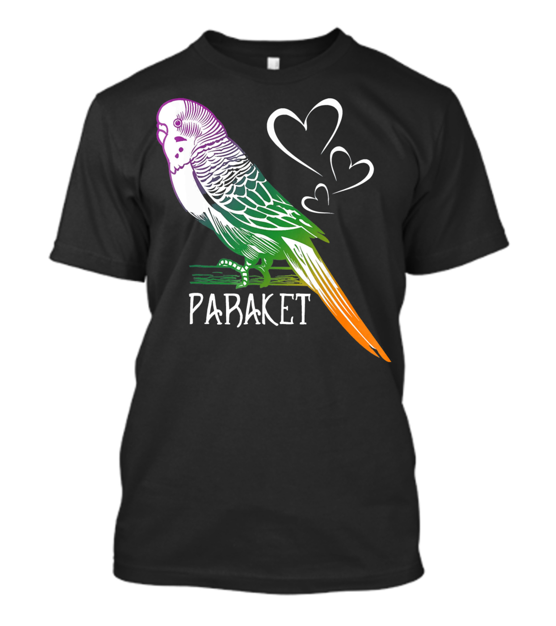 Parakeet Love Hearts Rainbow Bird Paraket T-Shirt