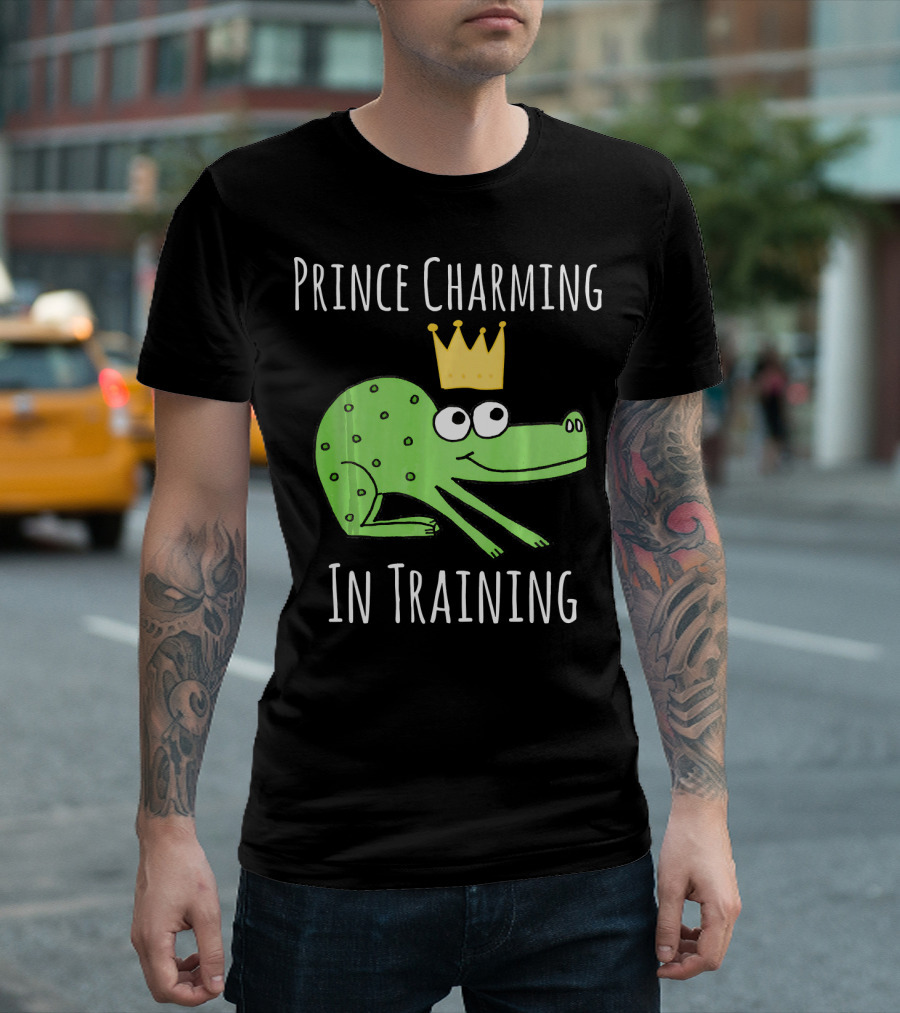 Prince Charming In Training Frog Graphic with Crown T-Shirt