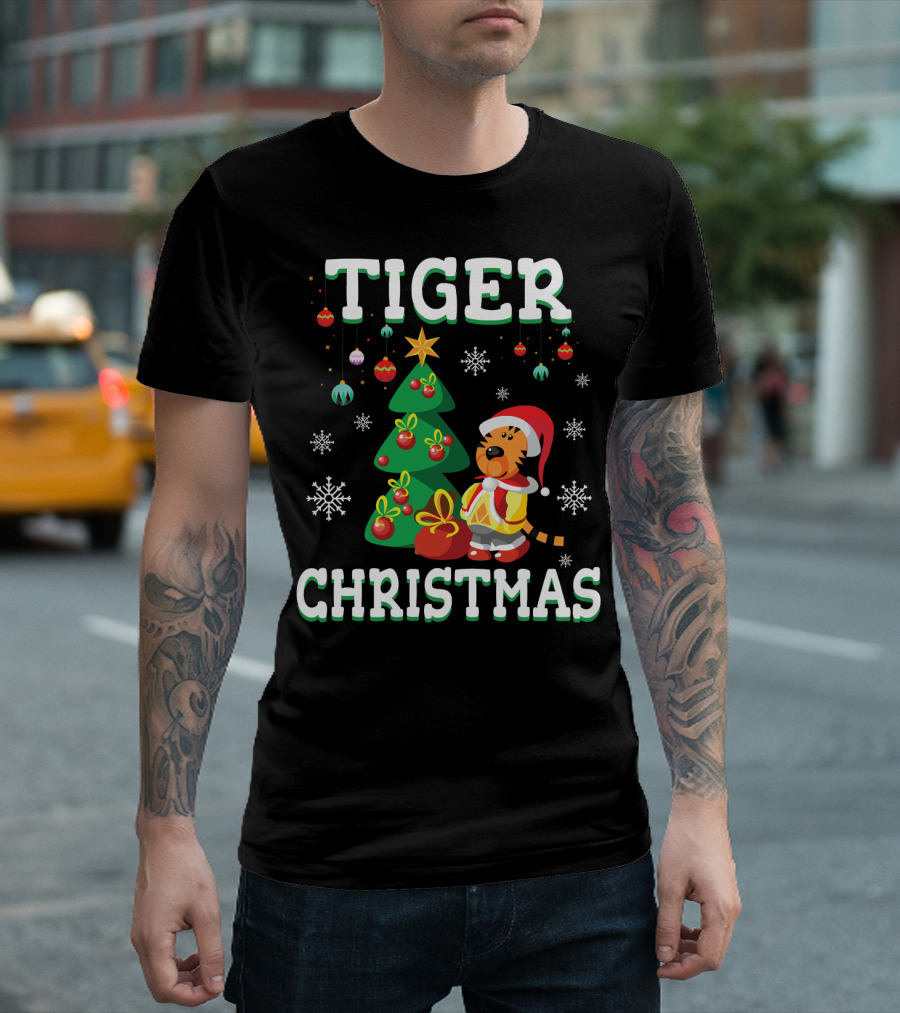 Tiger Christmas Tree Snowflakes Costume T-Shirt