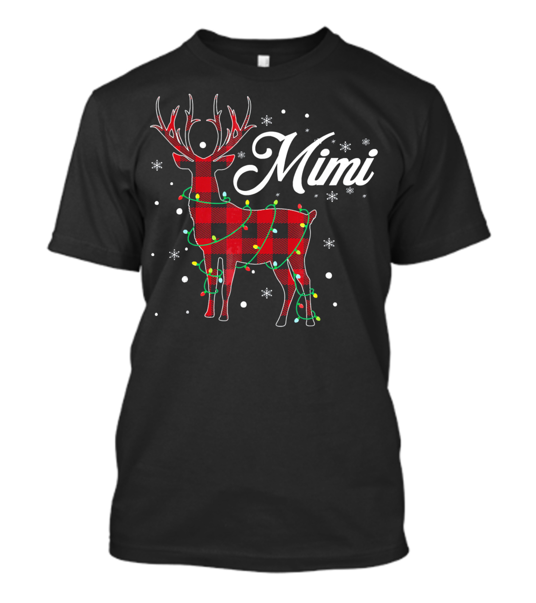Red Plaid Reindeer Mimi Christmas Buffalo T-Shirt