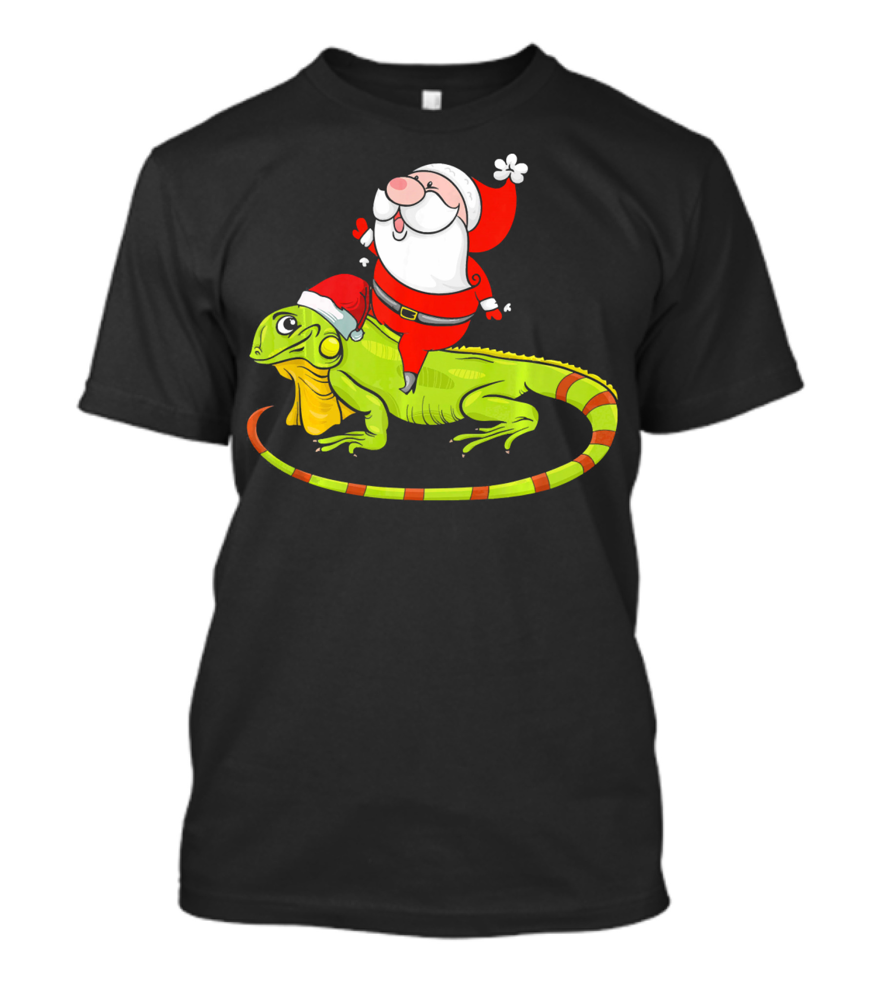 Santa Claus Riding Iguana Xmas Igua Festive Holiday Ride T-Shirt