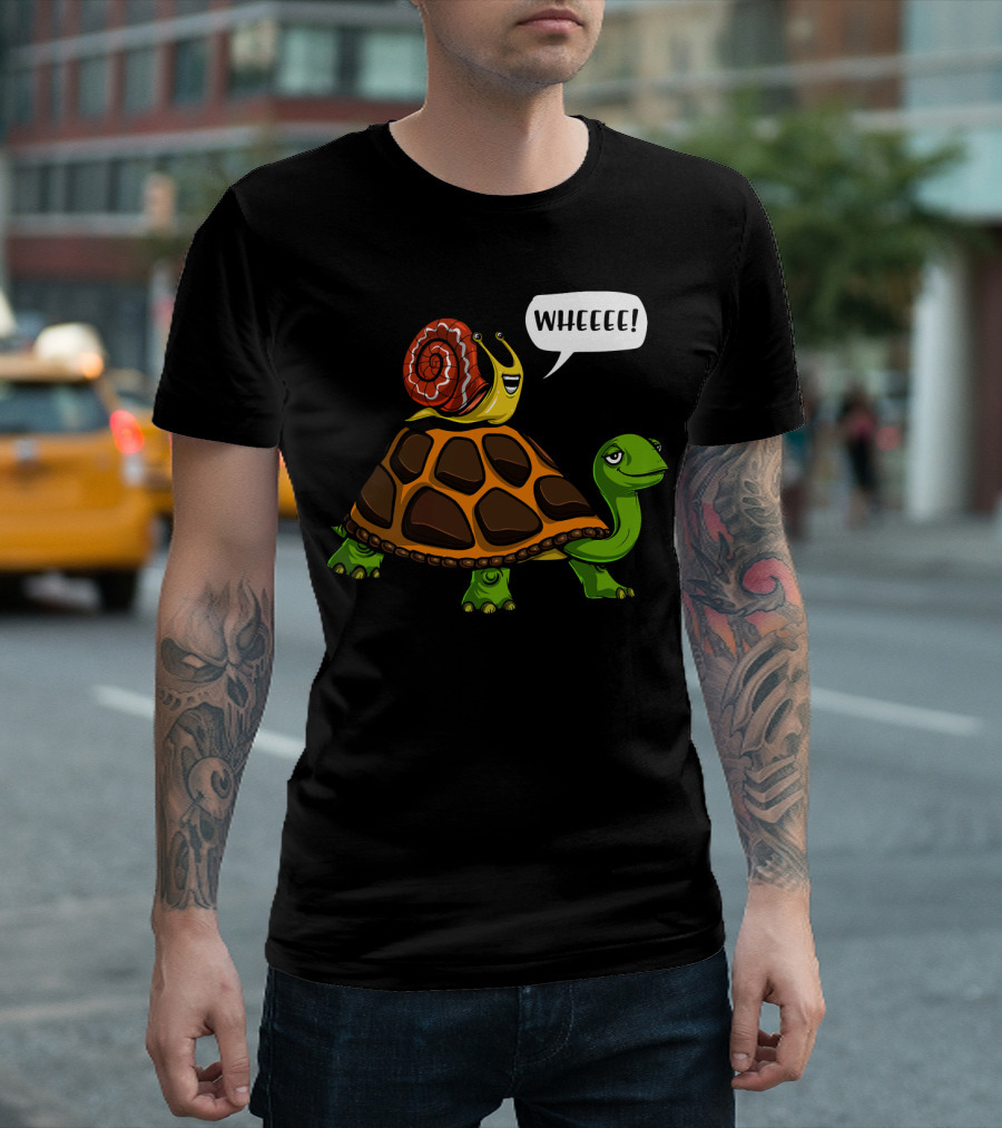 Wheeeee Snail Riding Turtle Funny Forest Animals T-Shirt