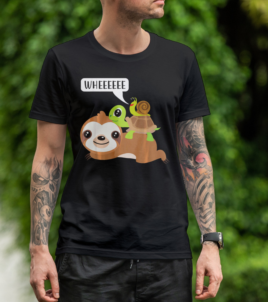 Wheeeeee Sloth Turtle Snail Funny Sloth T-Shirt