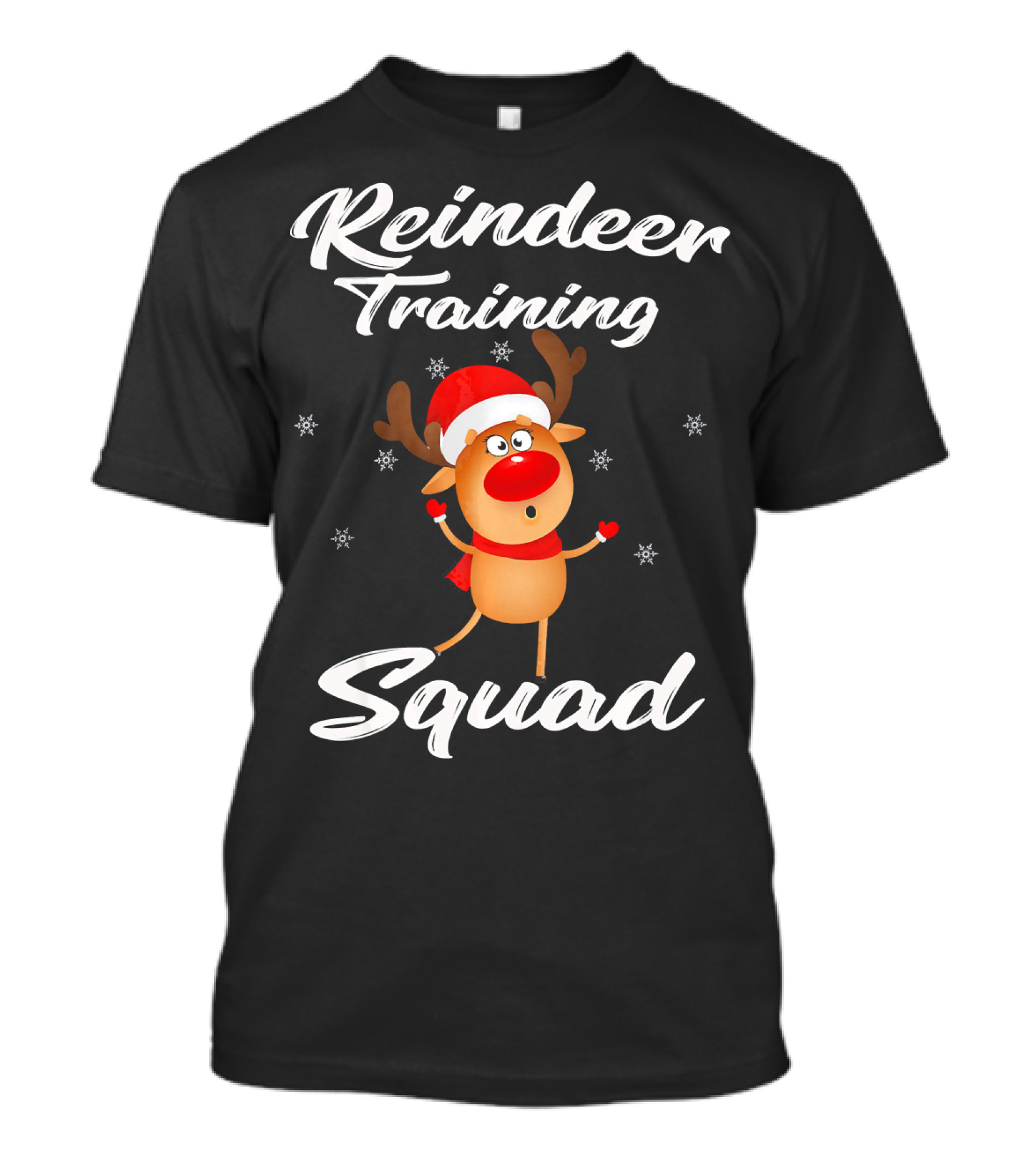 Reindeer Training Squad Santa Team Cartoon Reindeer With Snowflakes T-Shirt