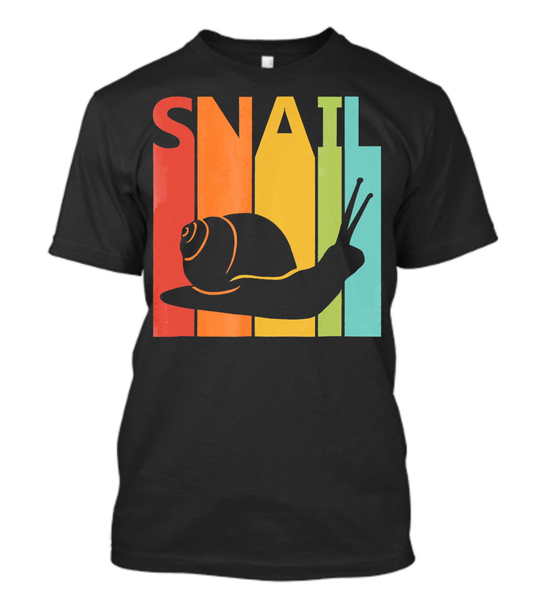 Snail Silhouette Retro Rainbow Stripes T-Shirt