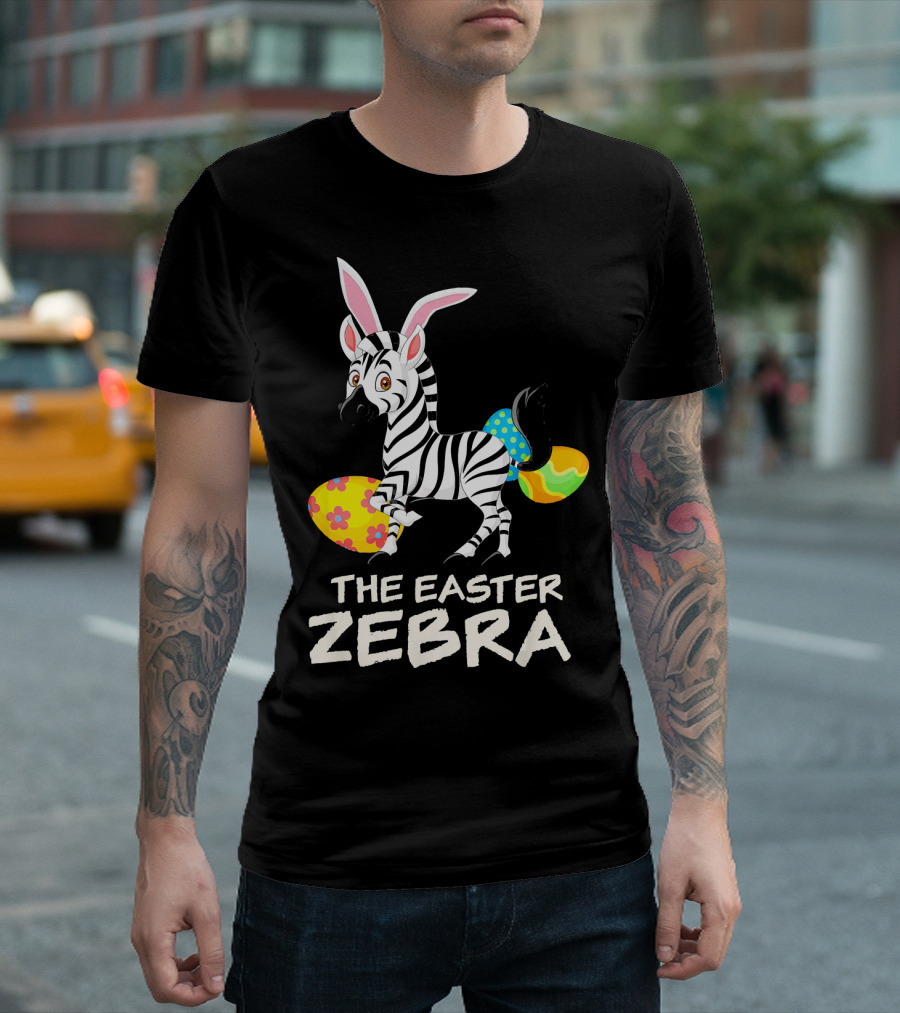 The Easter Zebra With Bunny Ears And Colorful Eggs T-Shirt