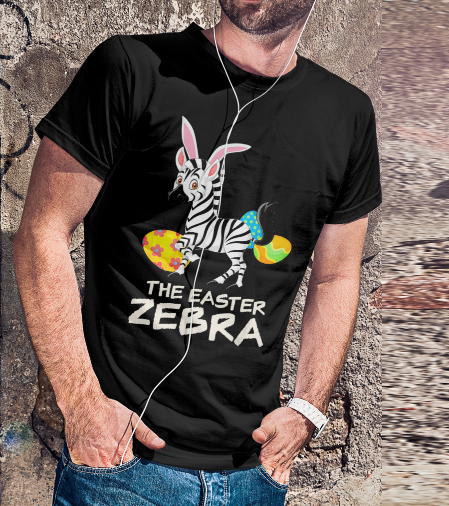 The Easter Zebra With Bunny Ears And Colorful Eggs T-Shirt