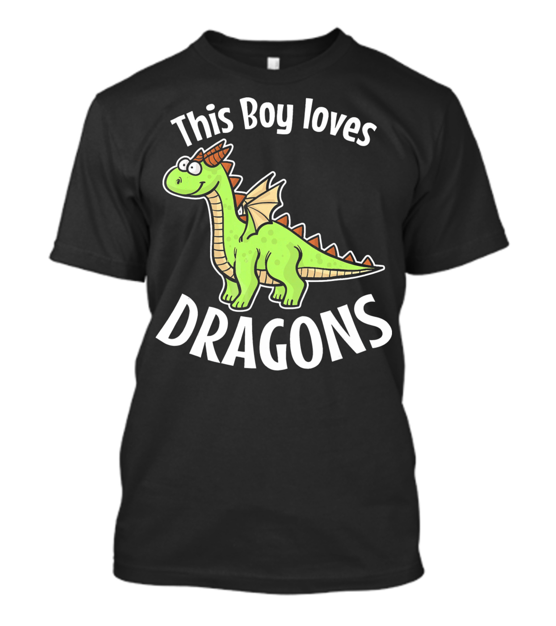 This Boy Loves Dragons Cartoon Green Dragon T-Shirt
