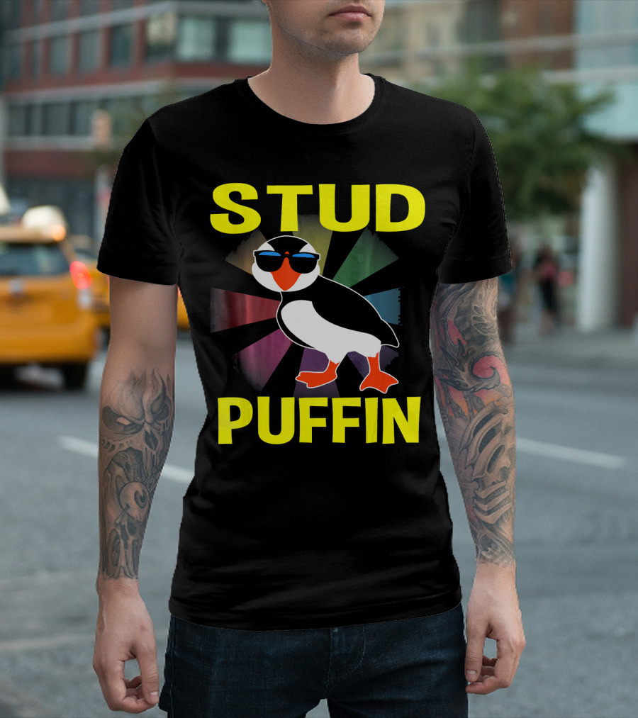 Stud Puffin Funny Seabird Animal Lover Sunglasses T-Shirt