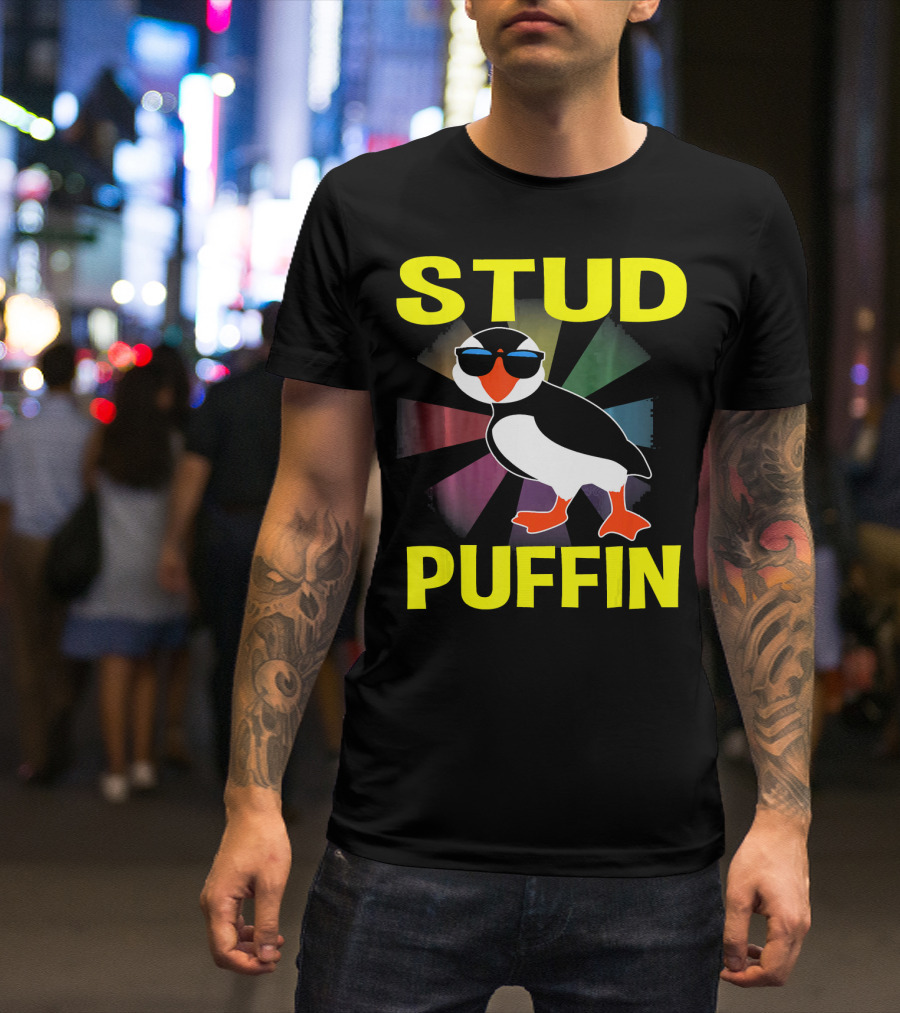 Stud Puffin Funny Seabird Animal Lover Sunglasses T-Shirt