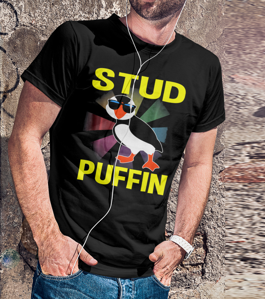 Stud Puffin Funny Seabird Animal Lover Sunglasses T-Shirt