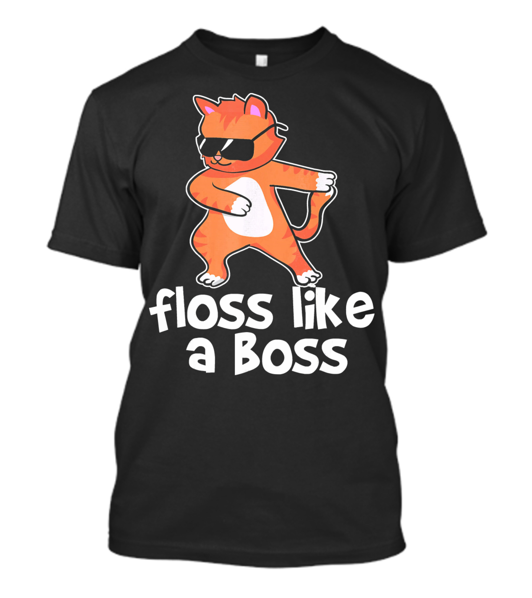Orange Tabby Striped Tiger Cat Floss Like A Boss T-Shirt