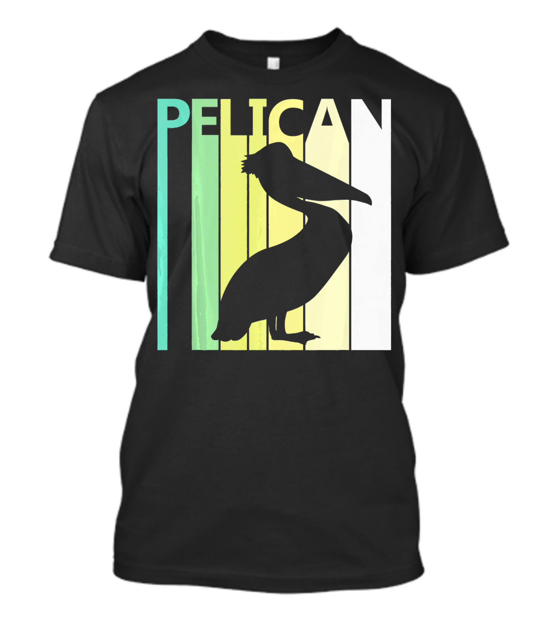 Pelican Bird Lover Silhouette Retro Stripes T-Shirt