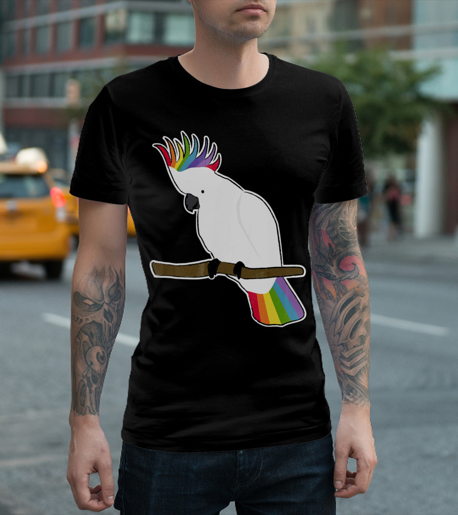 Rainbow Cockatoo Bird on Branch T-Shirt