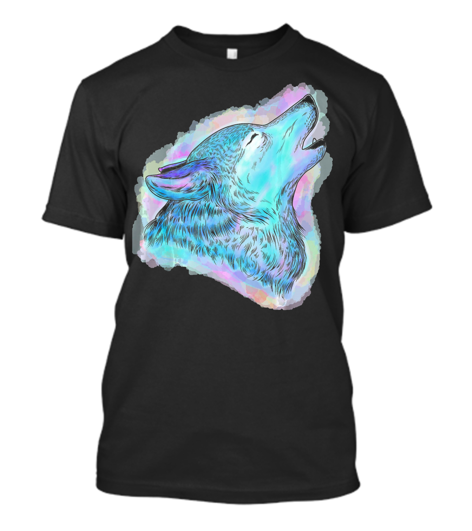 Watercolor Wolf Howling Love T-Shirt