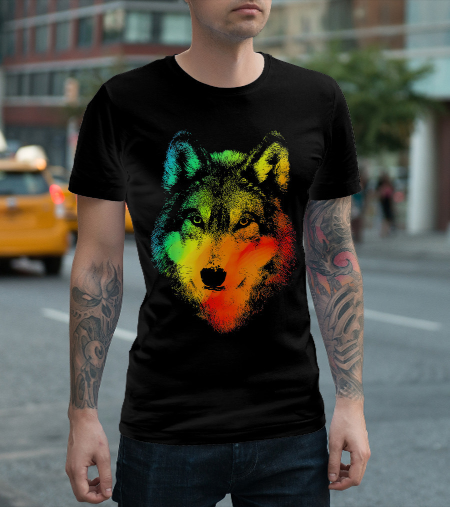 WOLF Colorful Rainbow Face T-Shirt