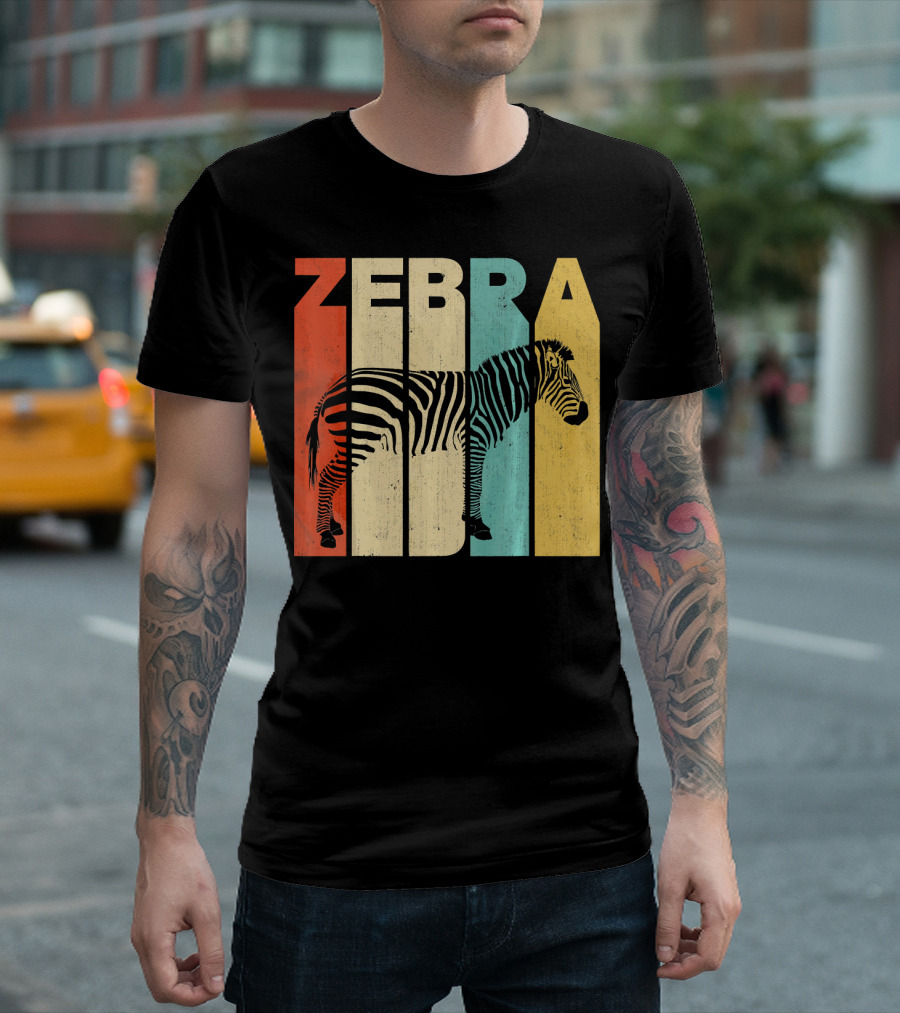 Retro Vintage Zebra Stripes Color Blocks T-Shirt