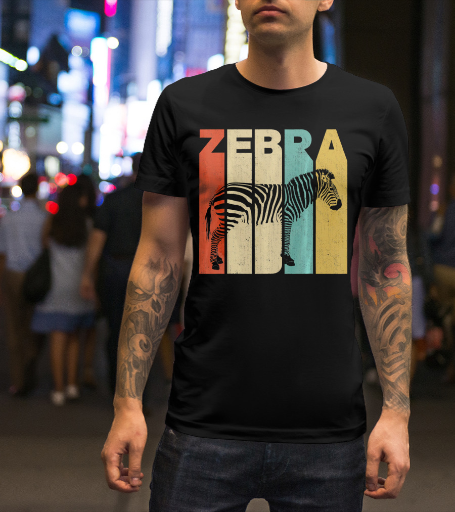 Retro Vintage Zebra Stripes Color Blocks T-Shirt