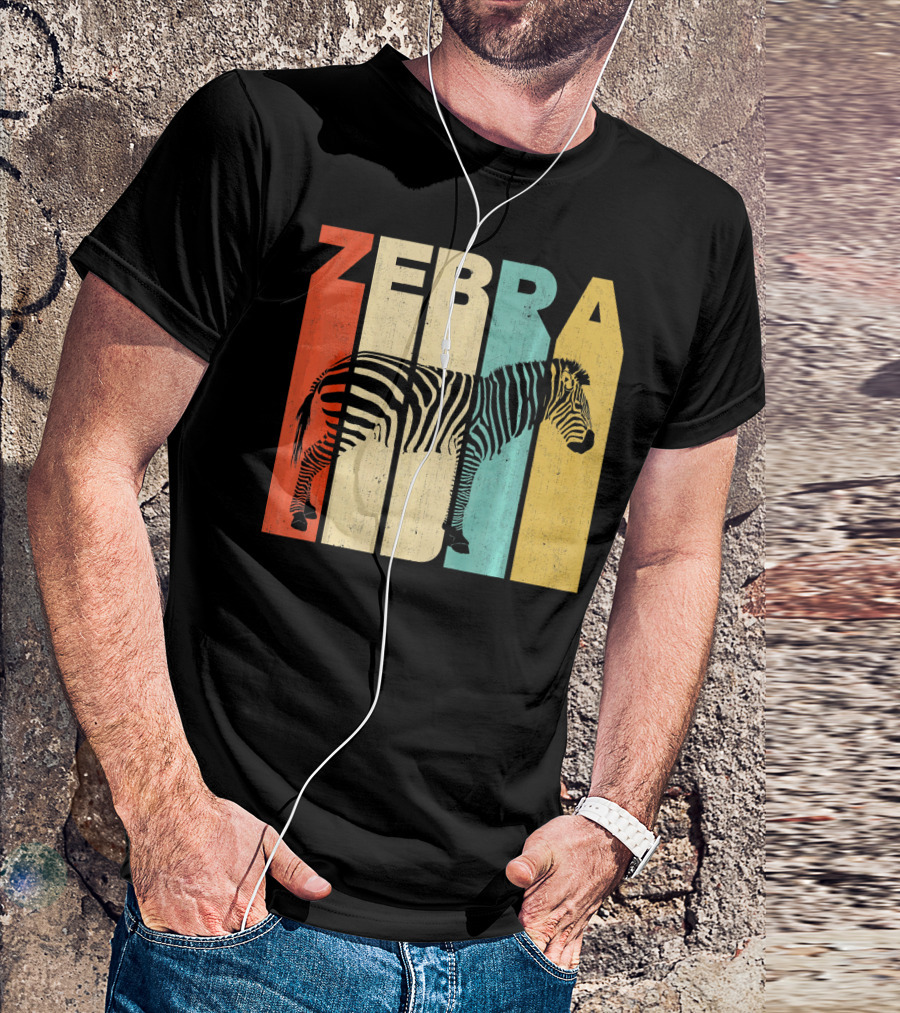 Retro Vintage Zebra Stripes Color Blocks T-Shirt