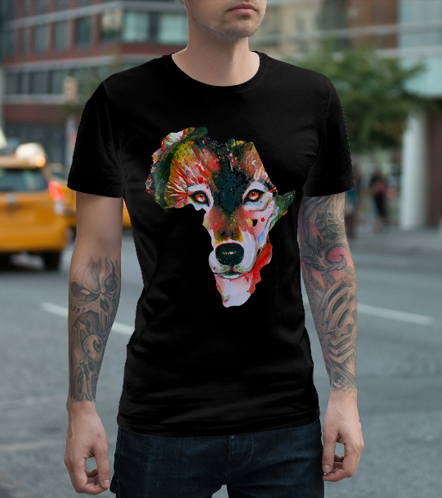 Beautiful African Wolf In African Continent Shape T-Shirt