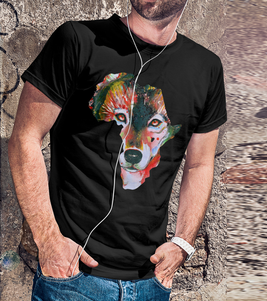 Beautiful African Wolf In African Continent Shape T-Shirt