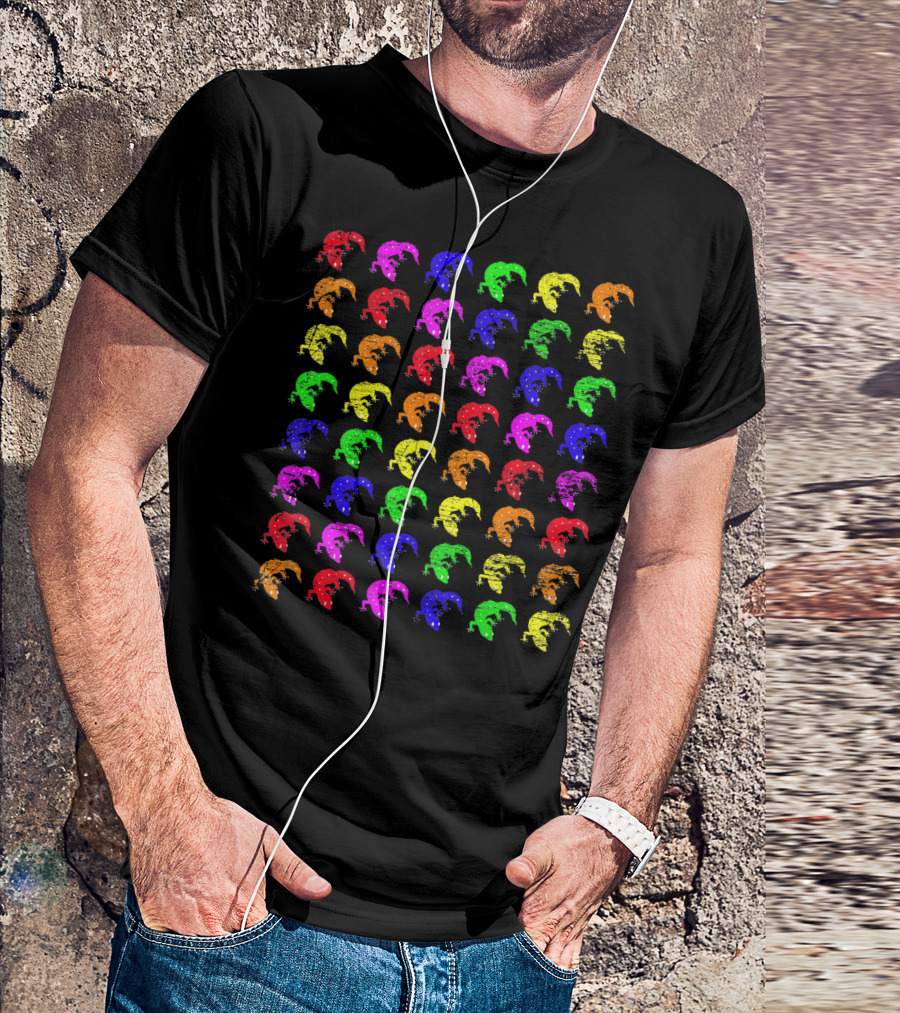 Vintage Gecko Rainbow Retro T-Shirt
