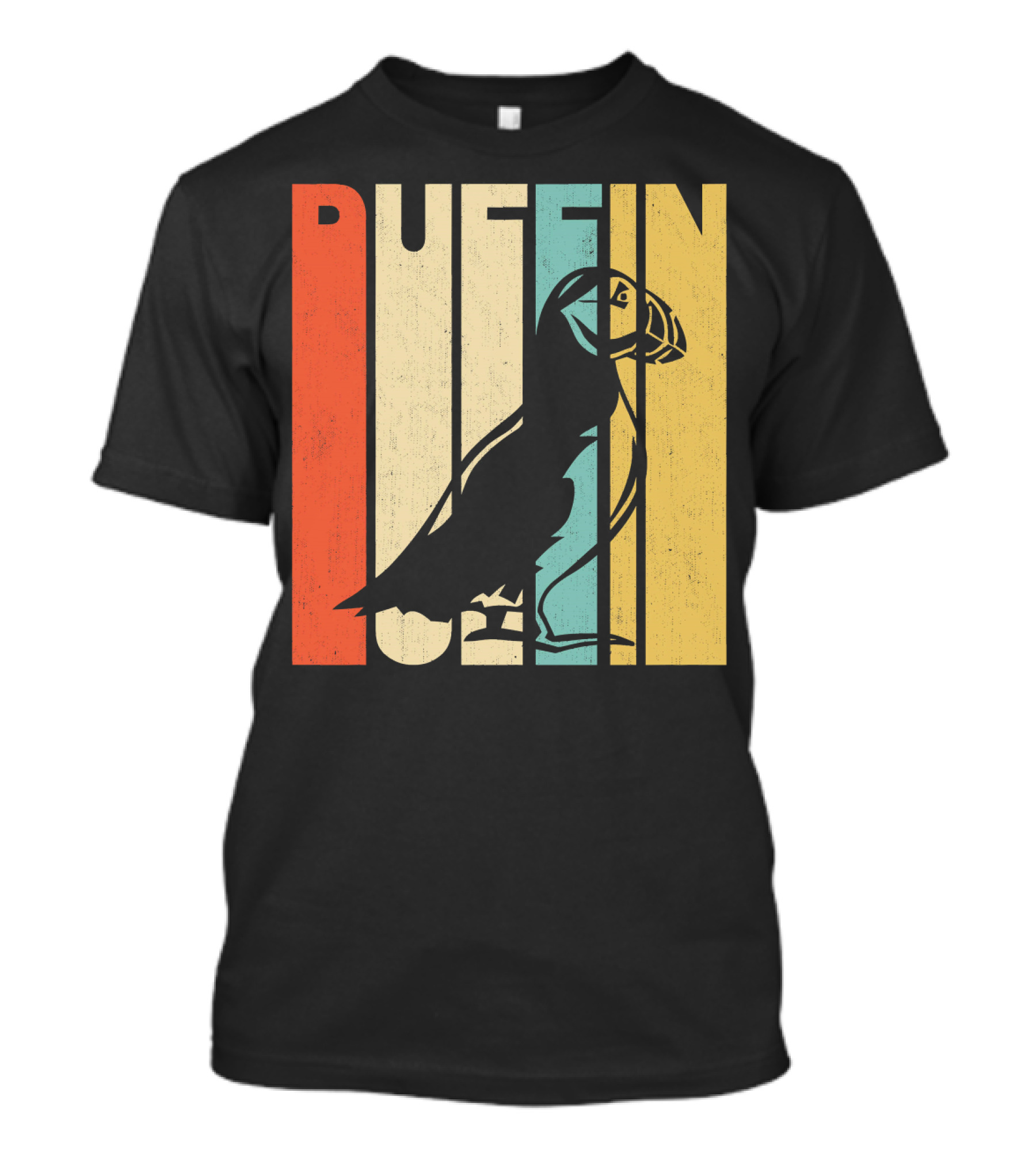 Vintage Retro Puffin Silhouette Stripes T-Shirt