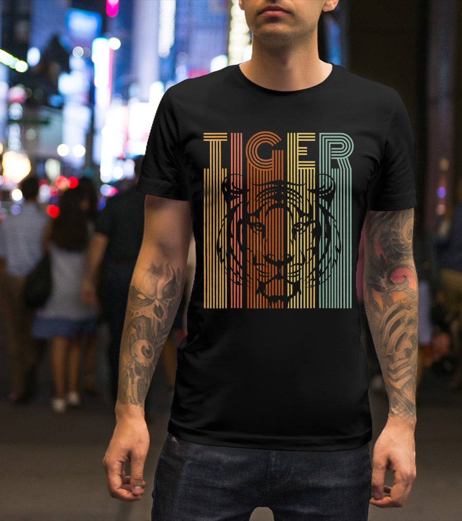 Retro Vintage Tiger Striped Face T-Shirt