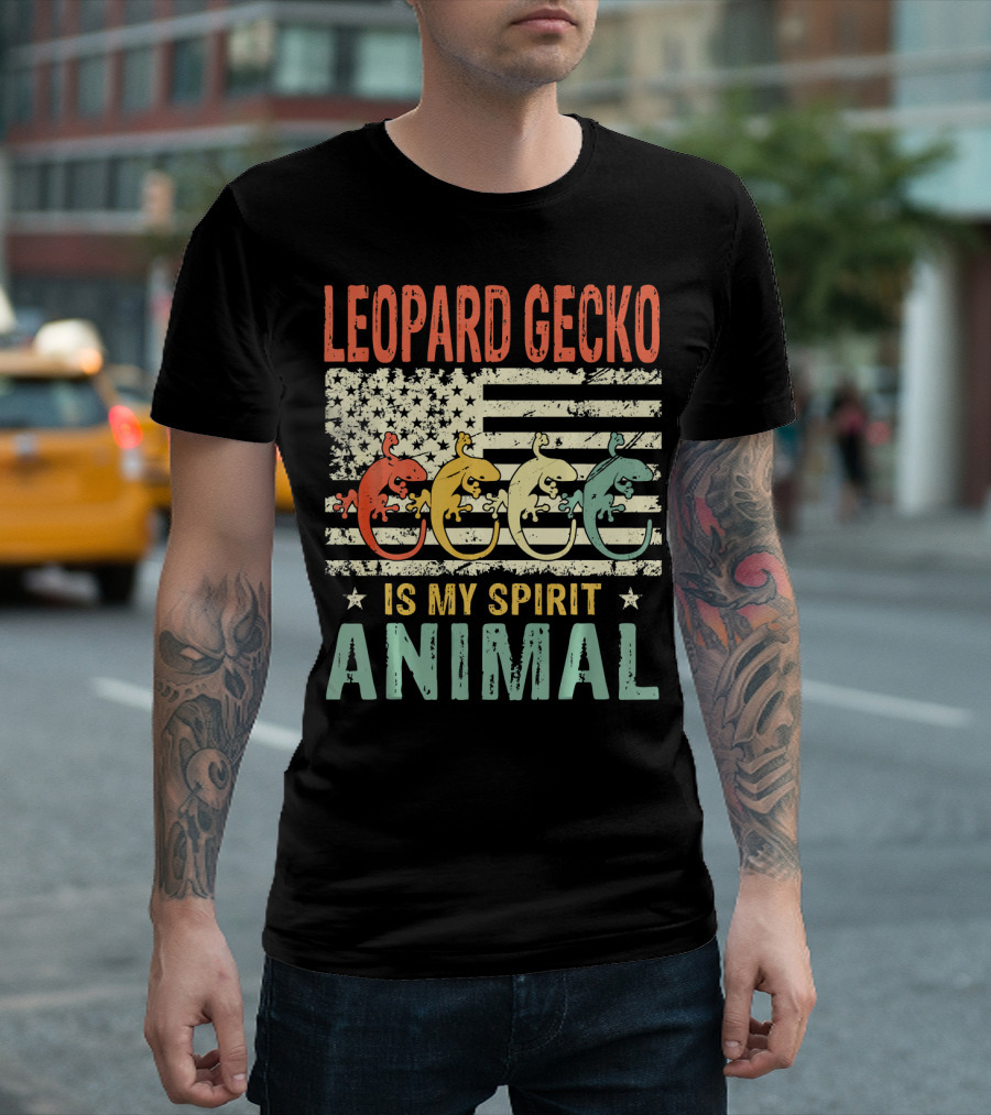 Leopard Gecko American Flag Is My Spirit Animal T-Shirt