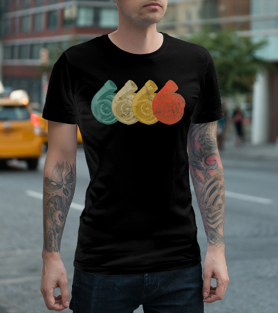 Retro Turbocharger Spiral Shell JDM Boost Snail Vintage T-Shirt
