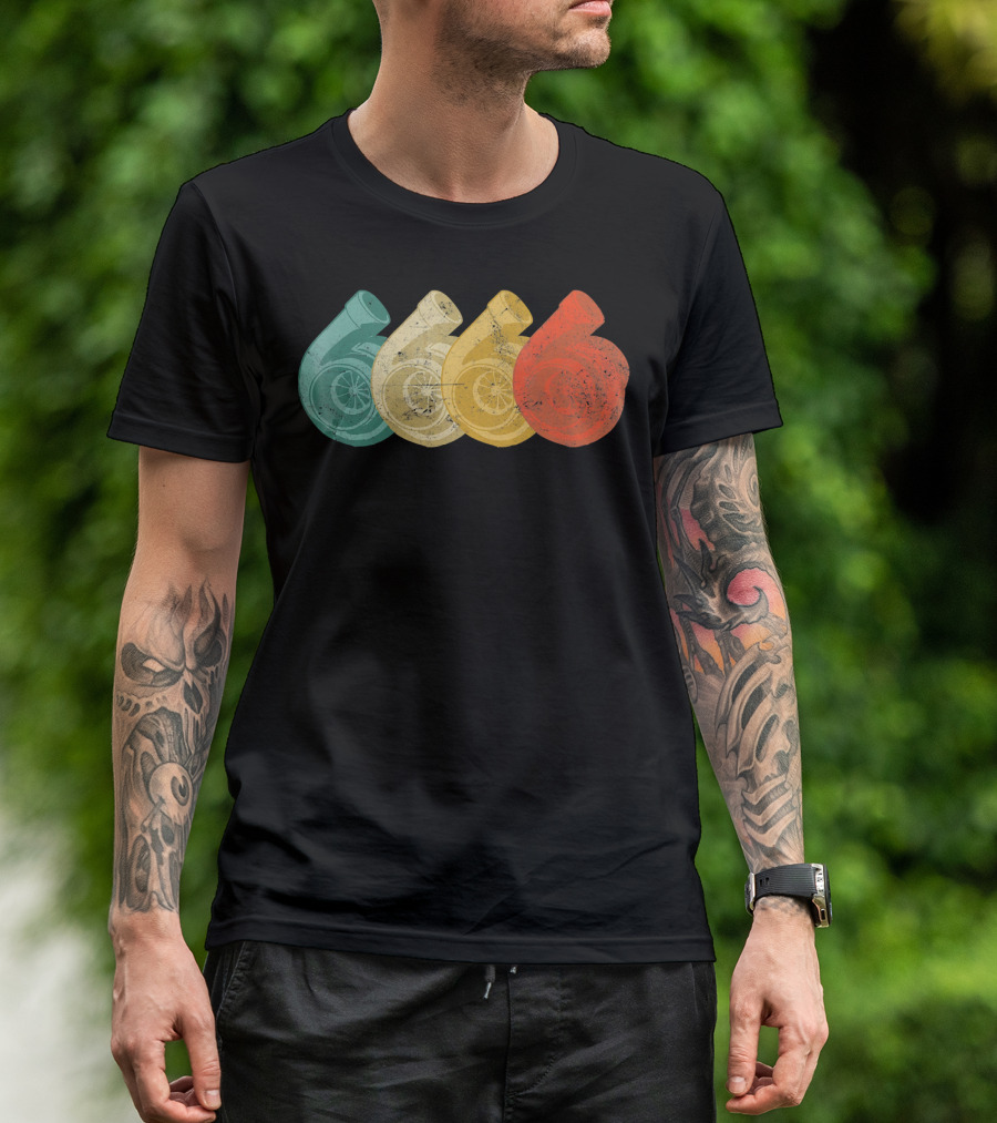 Retro Turbocharger Spiral Shell JDM Boost Snail Vintage T-Shirt
