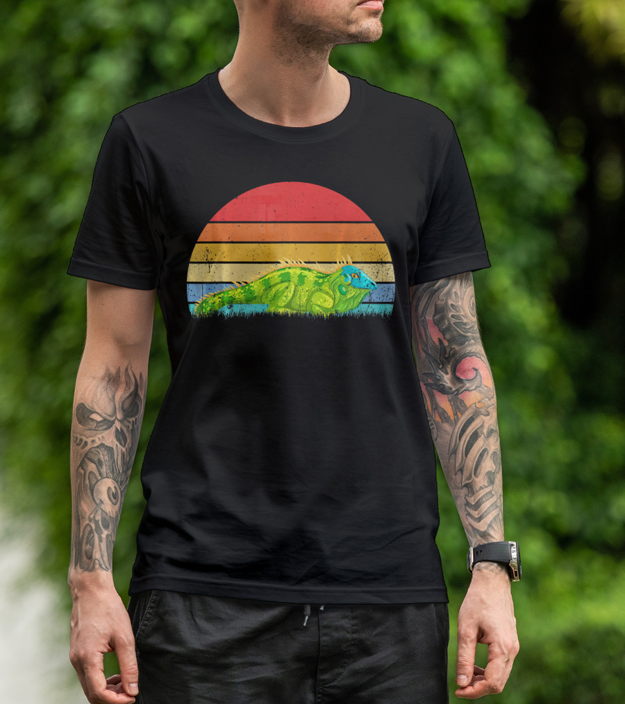 Vintage Retro Iguana Animal Lover Sunset Colors T-Shirt