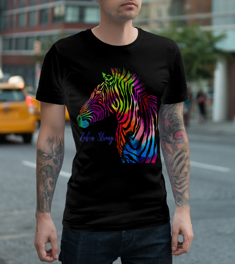 Zebra Strong Rainbow Rare Illness Awareness T-Shirt