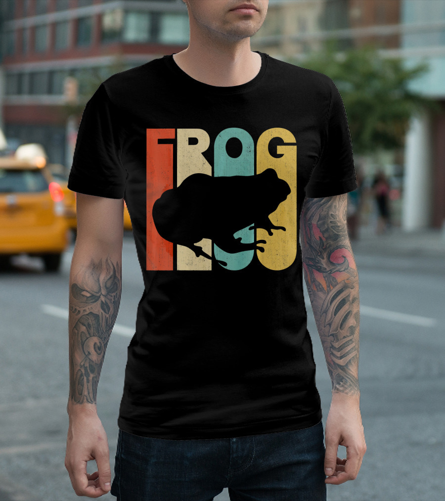 Vintage Retro Frog Silhouette Bold Letters T-Shirt