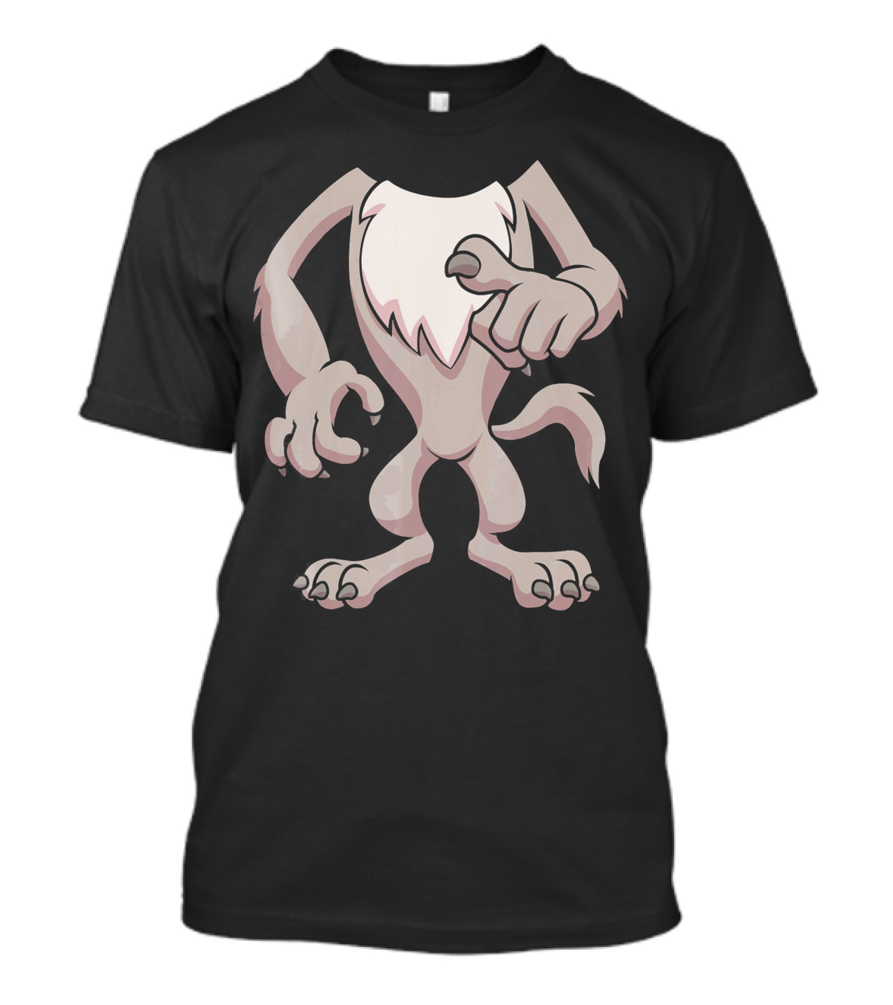 Wolf Costume Halloween Werewolf Cartoon Character Body T-Shirt