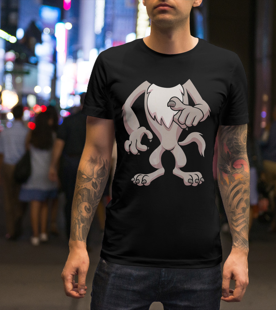 Wolf Costume Halloween Werewolf Cartoon Character Body T-Shirt