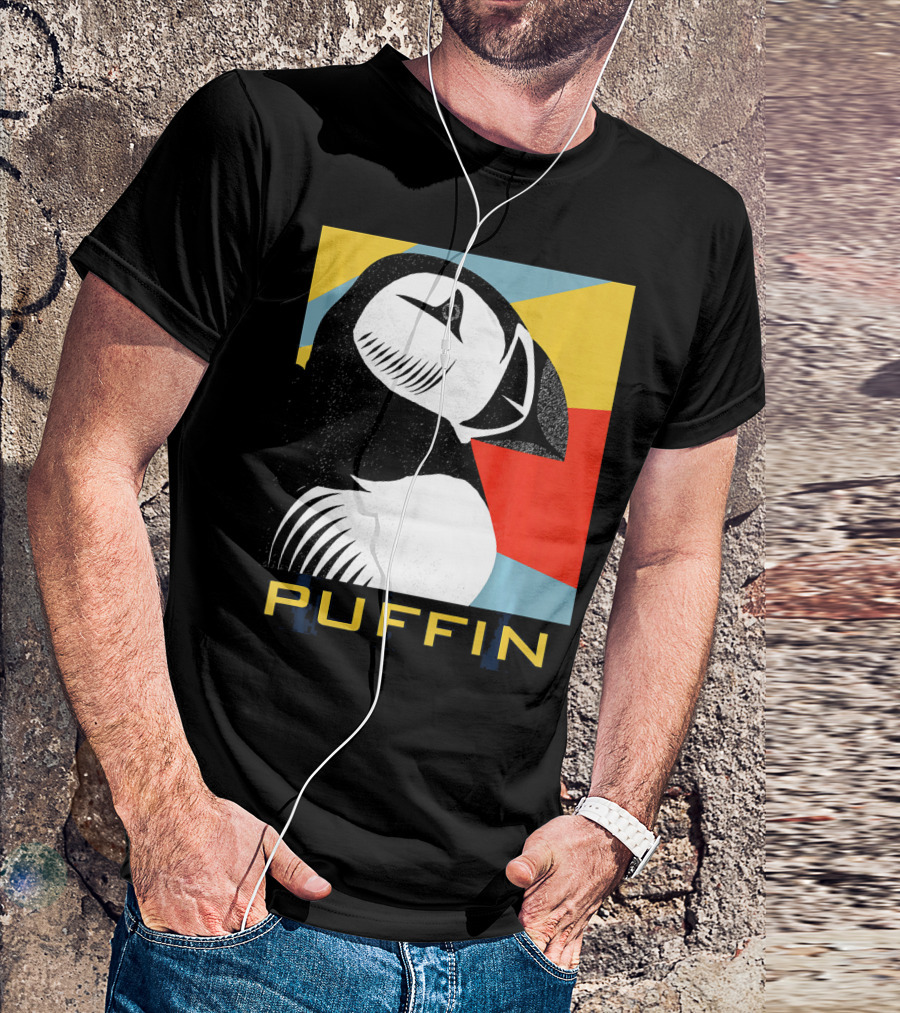 Vintage Retro Puffin Silhouette Art Deco T-Shirt