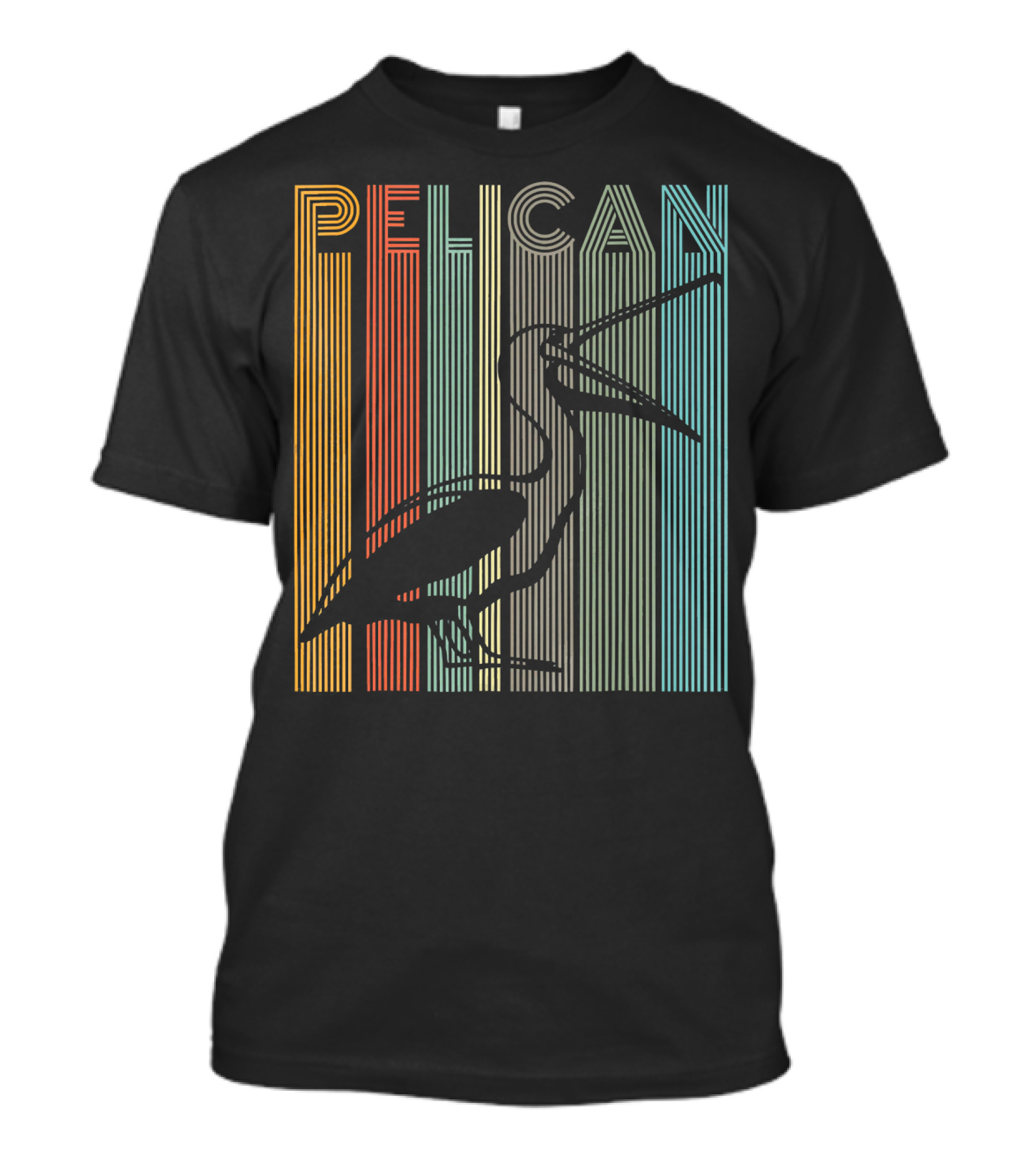 Retro Vintage Pelican Stripes Colorful Lines T-Shirt