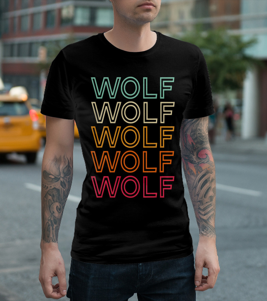 Wolf Wolf Wolf Wolf Wolf Vintage Retro Wolf T-Shirt