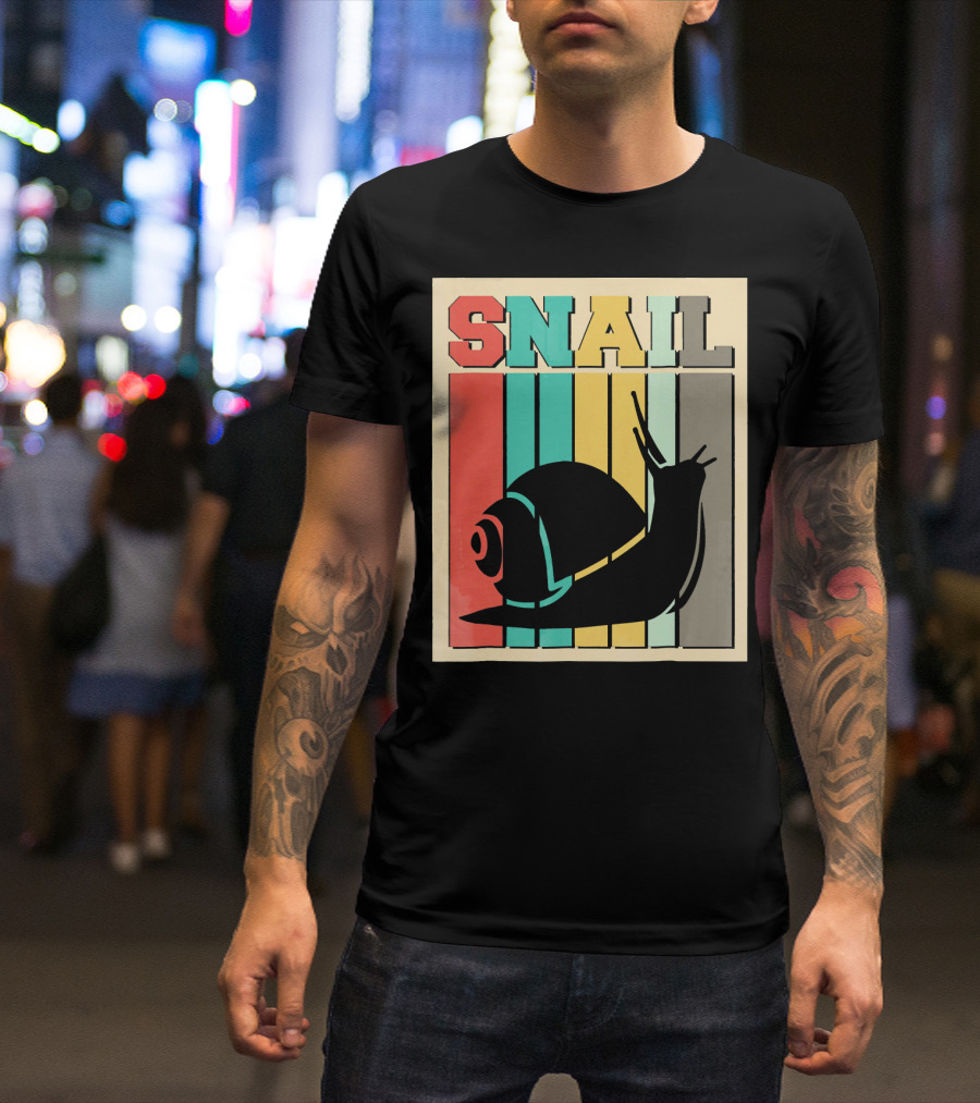 Vintage Snail Retro Stripes T-Shirt