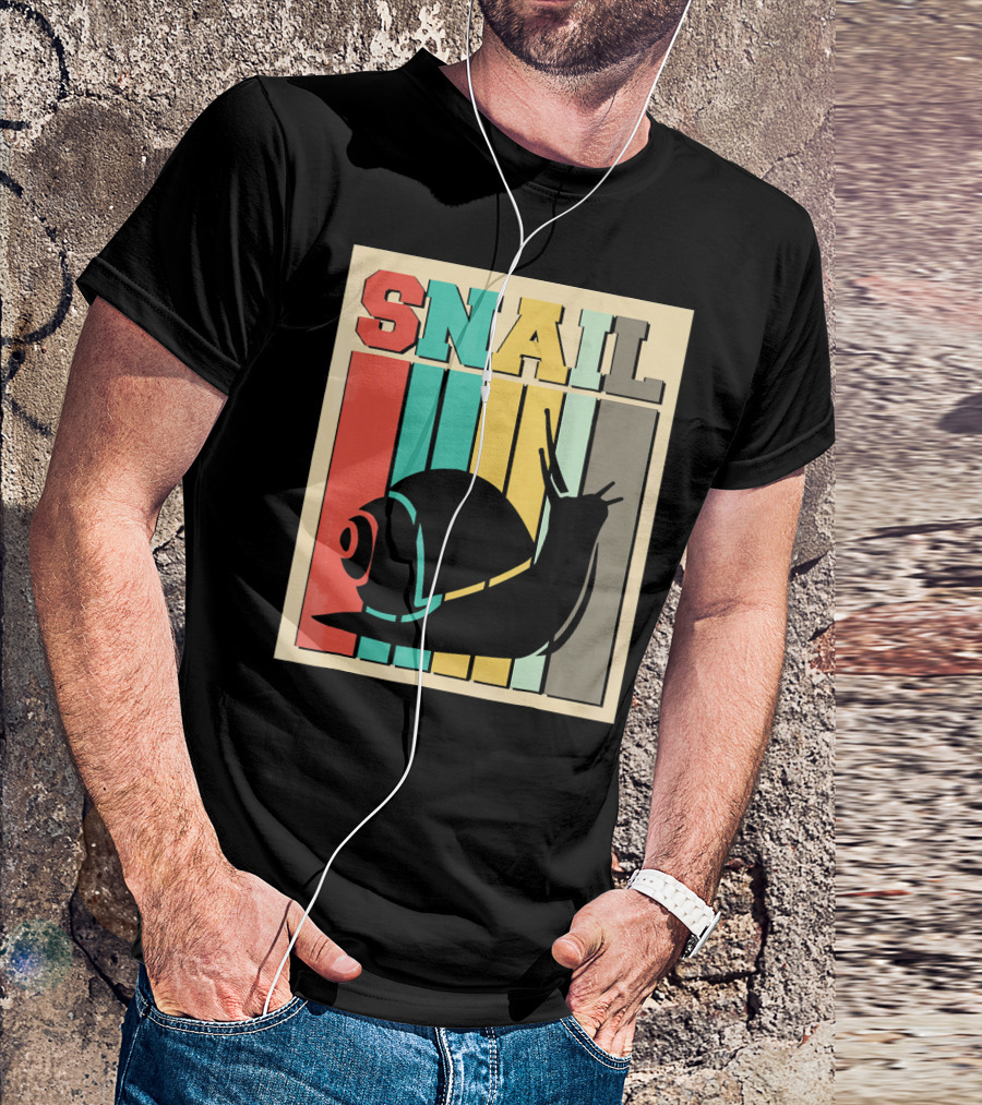 Vintage Snail Retro Stripes T-Shirt
