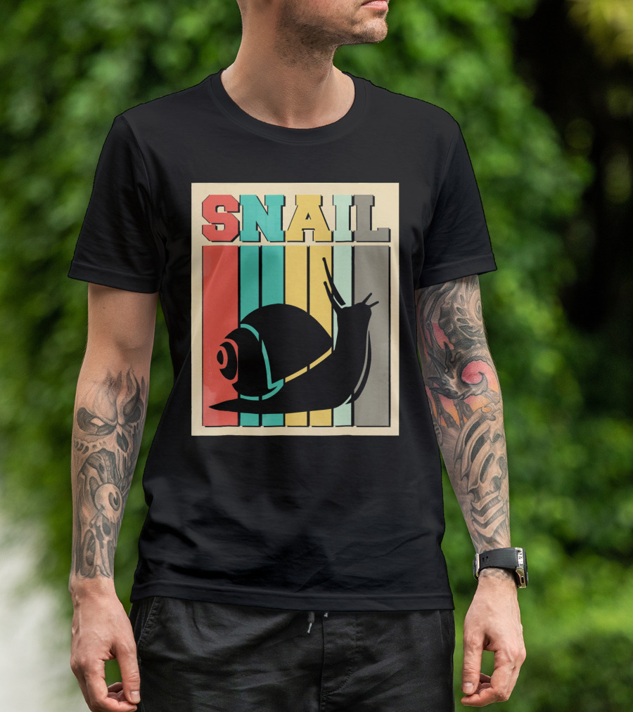 Vintage Snail Retro Stripes T-Shirt