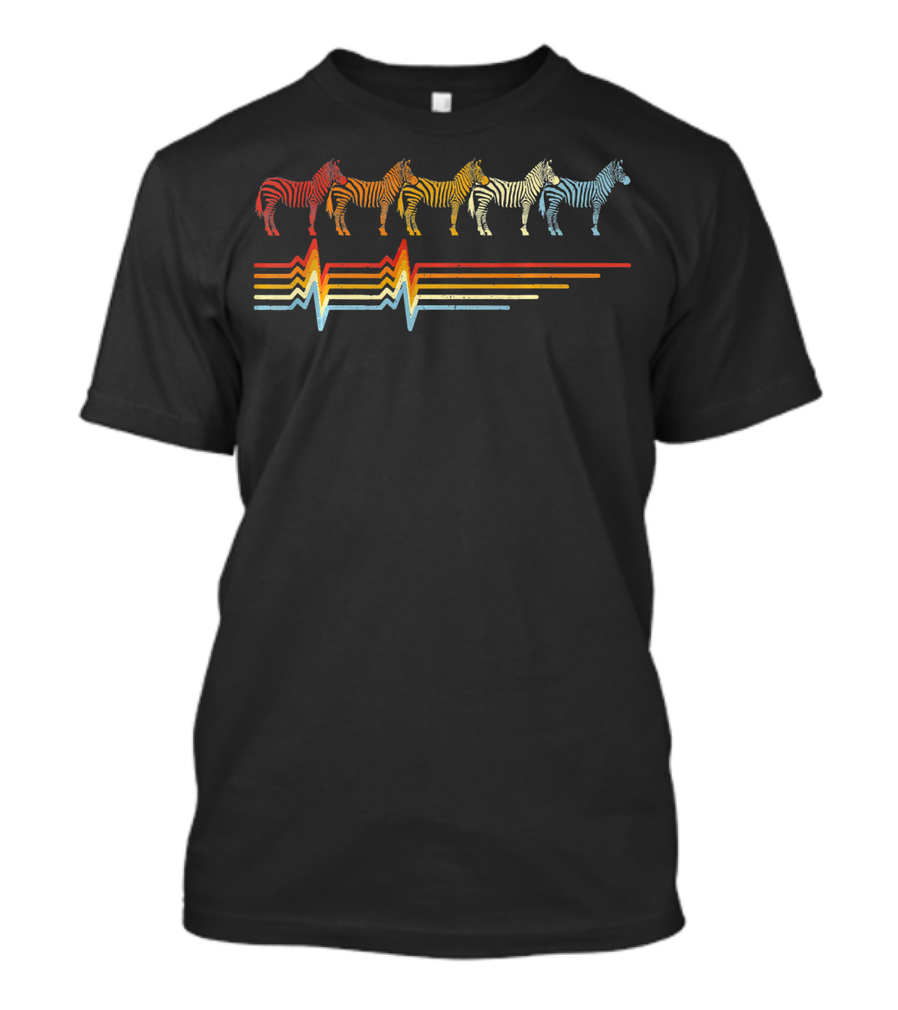 Zebra Heartbeat Retro Vintage Colorful Stripes Animals T-Shirt