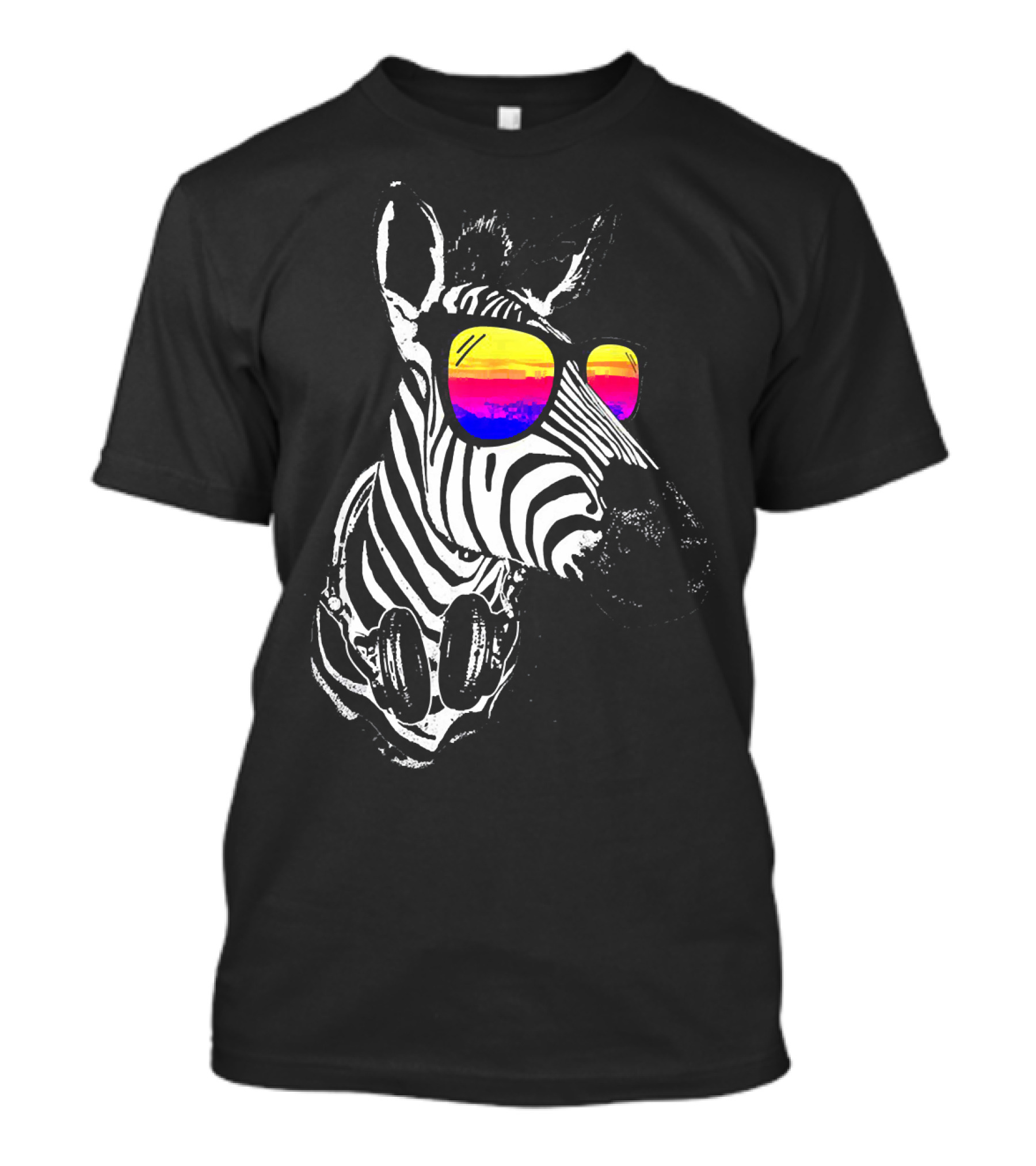 Zebra Horse Summer Fun Retro Sunglasses Headphones T-Shirt