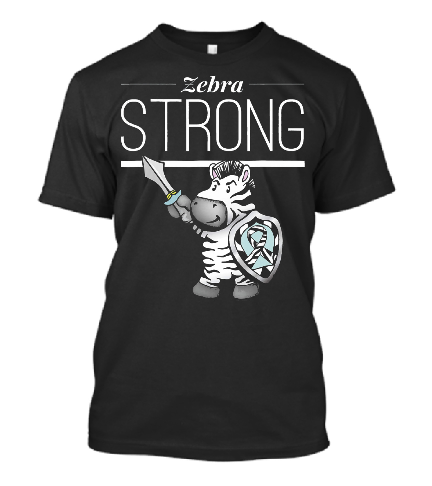 Zebra Strong Sword And Shield With Ehlers Danlos Awareness T-Shirt