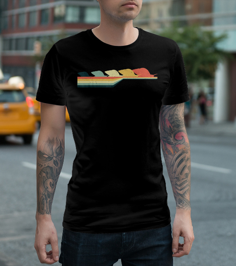 Vintage Retro Style Snail Lover Colorful Stripes T-Shirt