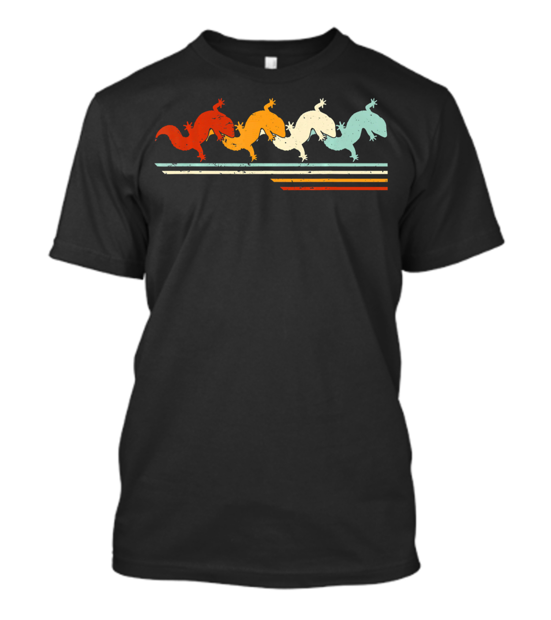 Vintage Leopard Gecko Animal Lover Retro Stripes T-Shirt
